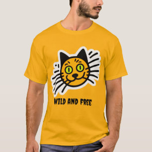 Vild och kostnadsfri svart katt t shirt