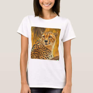 Vild och Majestic: Oljemålning Cheetah Art Print T Shirt