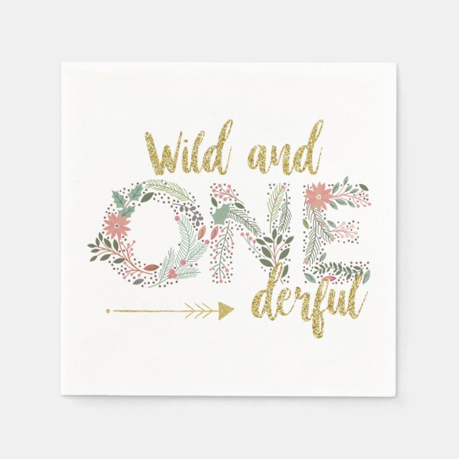 Vild och mottagande första födelsedag Flicka Pappersservett (Framsidan)