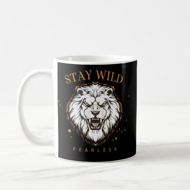Vild och orädd lejonmugg | Estetisk djärv kaffemug Kaffemugg (Vänster)