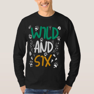 Vild och sex fina 6e-födelsedagszoo Safari Animal T Shirt