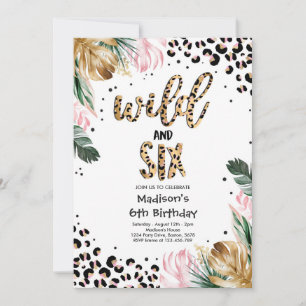 Vild och sex Leoparder Skriv ut 6e Födelsedagsfest Inbjudningar