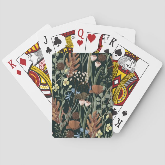 Vild och torkade blommor Mönster. Casinokort (Baksidan)
