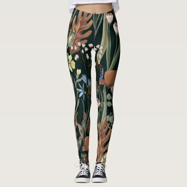 Vild och torkade blommor Mönster. Leggings (Framsida)
