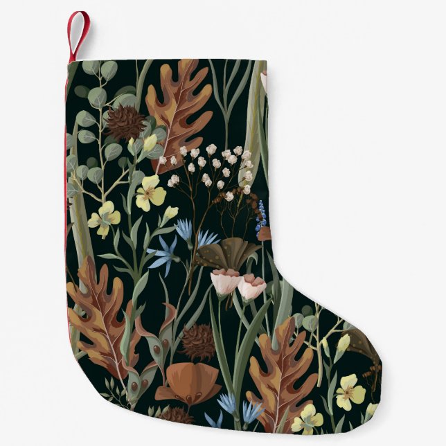 Vild och torkade blommor Mönster. Liten Julstrumpa (Framsidan)