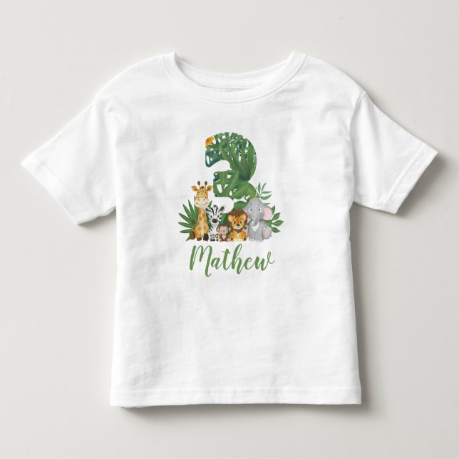 Vild och Träd 3:e Safari Birthday Jungle Animals T Shirt (Framsida)