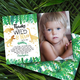 Vild och tre dosinosaur-pojkar Tredje födelsedagsf Tack Kort