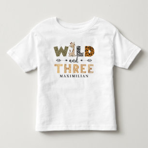 Vild och tre födelsedagar Safari Giraffe Baby Tod T Shirt