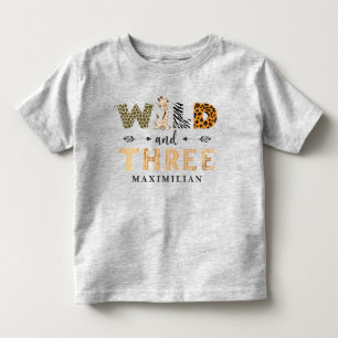 Vild och tre födelsedagar Safari Giraffe Baby Tod T Shirt