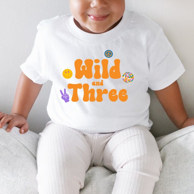 Vild och tre retro 70-talets 3:e födelsedag t shirt (Skapare uppladdad)