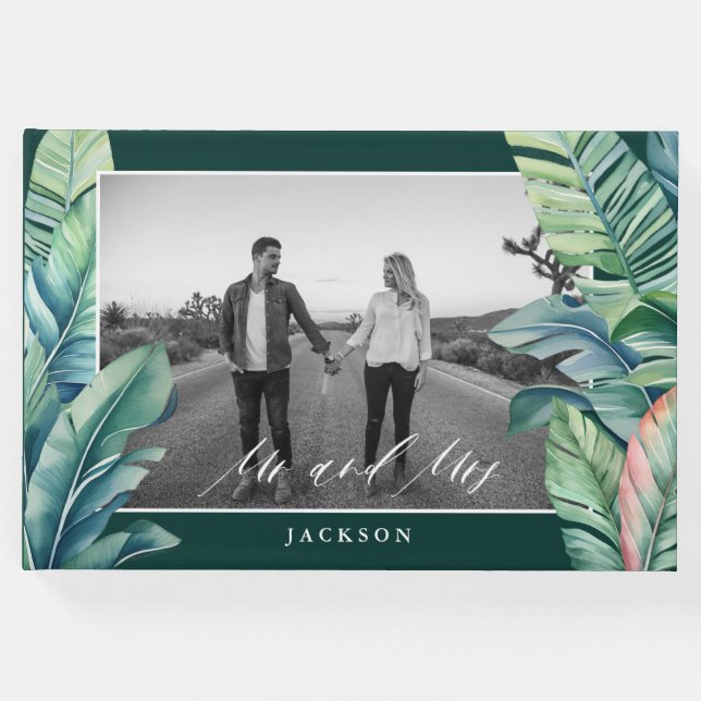 Vild och tropiskt Löv Exotic Foliage Mr. och Mrs. Gästböcker (Framsida)