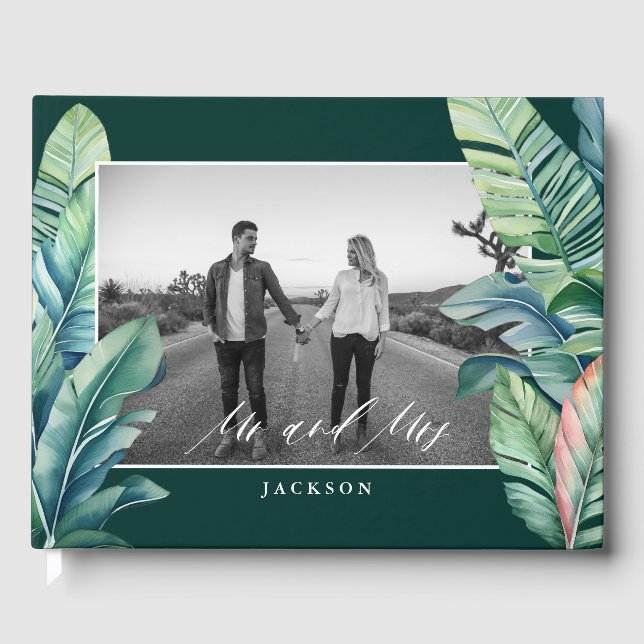 Vild och tropiskt Löv Exotic Foliage Mr. och Mrs. Gästböcker (Framsida)