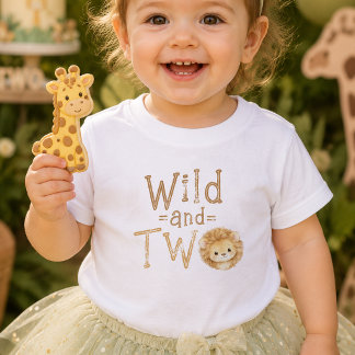 Vild och två lejon 2-års födelsedag Babyflicka T-s T Shirt