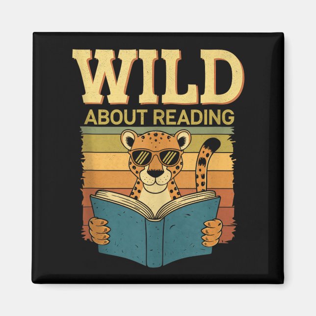 Vild om att läsa böcker läsare älskare bibliotekar magnet (Framsidan)