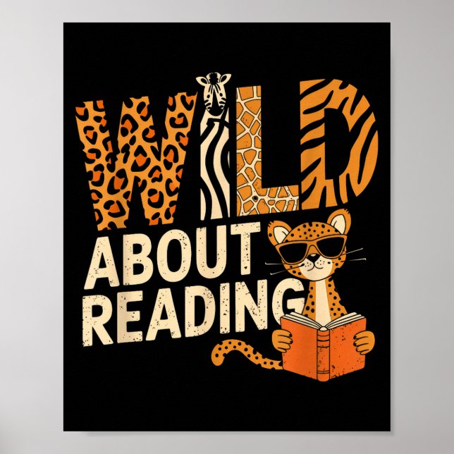 Vild om att läsa böcker läsare älskare bibliotekar poster (Framsidan)