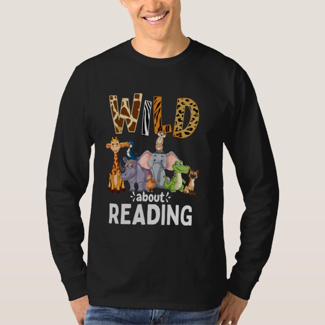 Vild om att läsa, läsa Bokar och bokmaskslib T Shirt (Framsida)