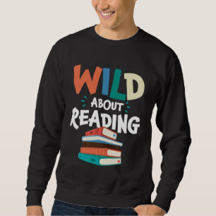 Vild om att läsa litteratur bibliotek böcker bokäl lång ärmad tröja