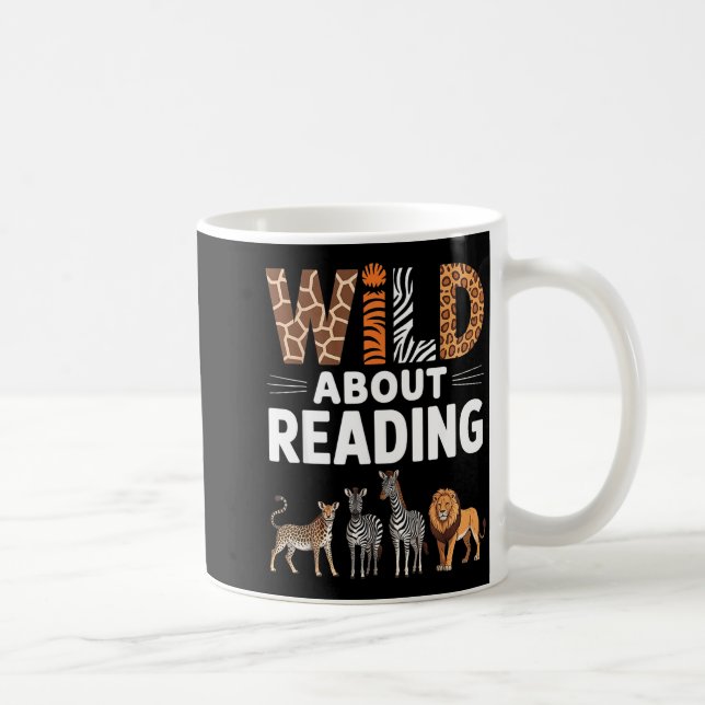 Vild om att läsa retro djur bok älskare kaffemugg (Höger)