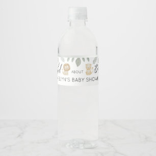 Vild om baby Safari djur Baby Shower Dschungel  Vattenflaska Etikett