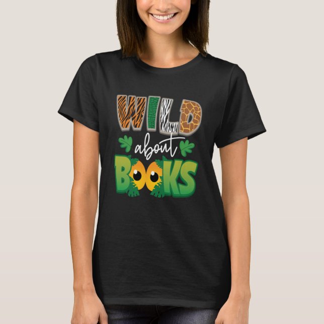 Vild om Bokar Bookworm Bok Reader T Shirt (Framsida)