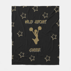 Vild om Cheer Black & Guld Stars Fleece Blanket