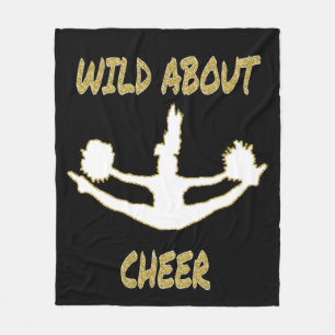 Vild om Cheer Black, White, Guld Fleece Blanket