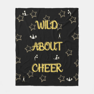 Vild om Cheer med Tiny White Cheer Silhouettes Fleecefilt