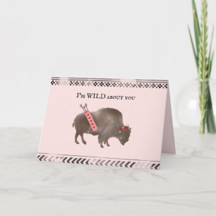 Vild om dig Buffalo Bison Cupid Valentine Kort