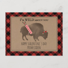 Vild om dig Buffalo Cupid Classroom Valentine Vykort
