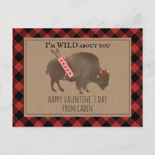 Vild om dig Buffalo Cupid Classroom Valentine Vykort