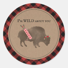 Vild om dig Buffalo Play Cupid Valentine Runt Klistermärke