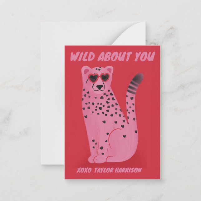 Vild om dig Cheetah Classroom Valentine Card Anteckningskort (Framsida)