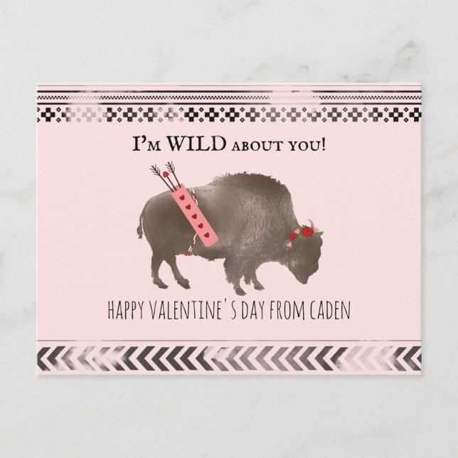 Vild om dig i klassrummet Valentine Buffalo Cupid Vykort (Framsida)