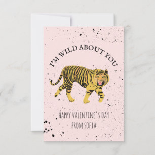 Vild om dig Tiger Classroom Photo Valentine Inbjudningar