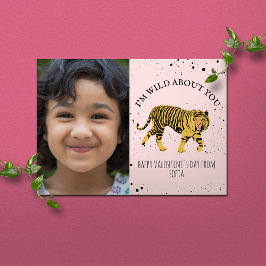 Vild om dig Tiger Rosa Valentine Photo Kort