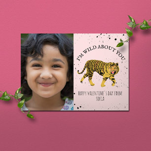 Vild om dig Tiger Rosa Valentine Photo Kort