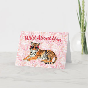 Vild om dig Tiger Watercolor Tack Kort