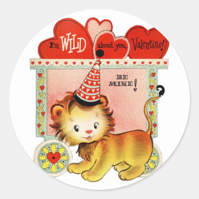 Vild om dig | Valentine | Rund fästmärkning Runt Klistermärke (Framsida)