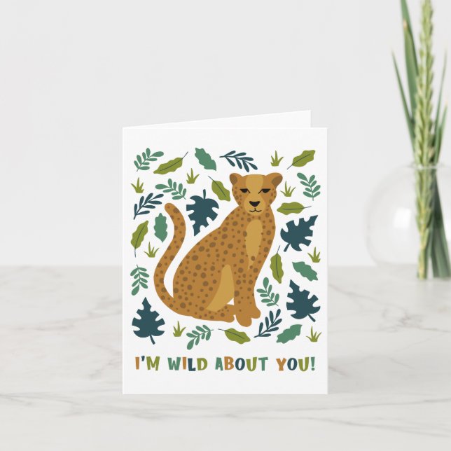 Vild om ditt jungle Cheetah Valentine Card Tack Kort (Framsida)