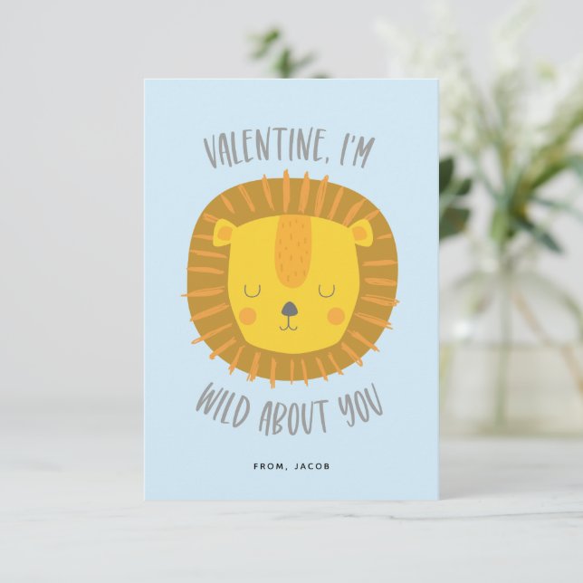 Vild om ditt Valentine Card Blue Inbjudningar (Stående Fram)