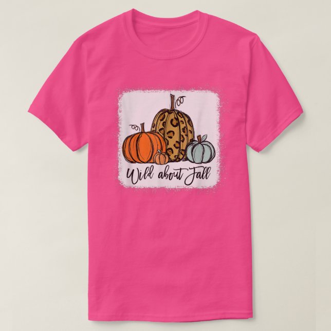 Vild om Fall Leopard Pumpkin Fall Vibes Hej F T Shirt (Design framsida)