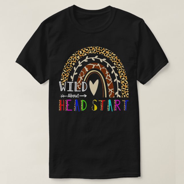 Vild om Head Start Back to school Leopard Rainb T Shirt (Design framsida)