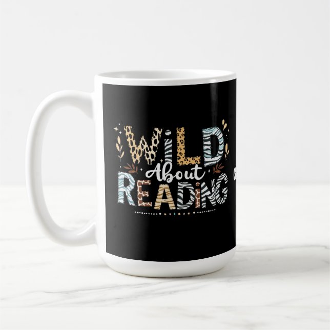 Vild om läsning av Bok Älskare & djurdesign Kaffemugg (Vänster)
