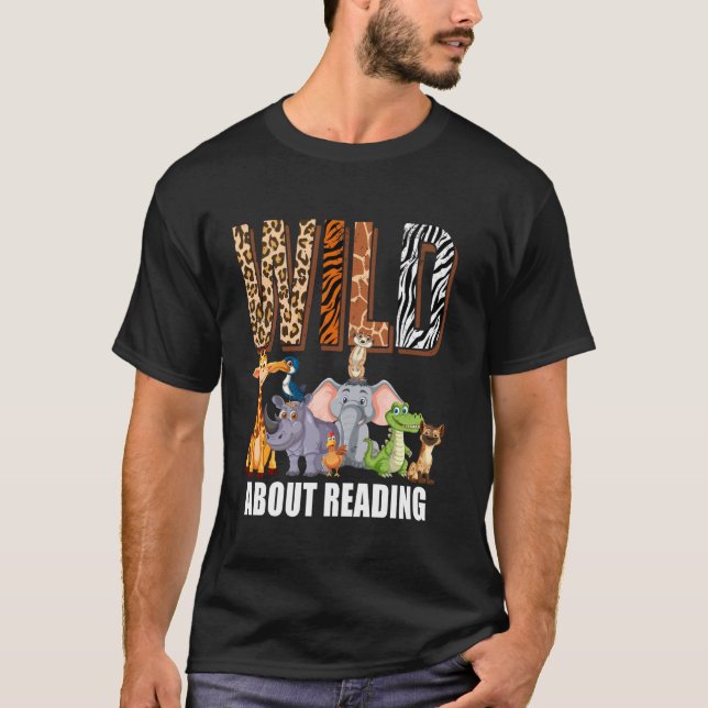 Vild om läsning, läser böcker och bokmask bibliote t shirt (Framsida)