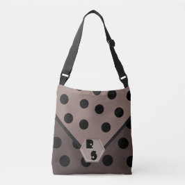 Vild Om Polka dots_Black på Taupe_Monogrammed Axelväska