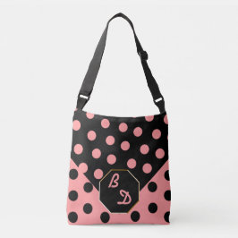 Vild om Polka dots_Rosa på Black_Personlig Axelväska