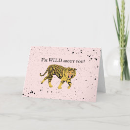 Vild om You Valentine Tiger Kids Classroom Post Kort