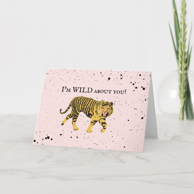 Vild om You Valentine Tiger Kids Classroom Post Kort (Framsida)
