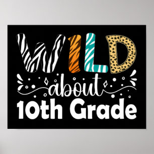 Vild omkring 10:e Klass Back to school tionde Klas Poster