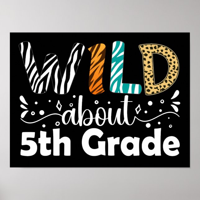 Vild omkring 5:e Klass Back to school Funny Poster (Framsidan)